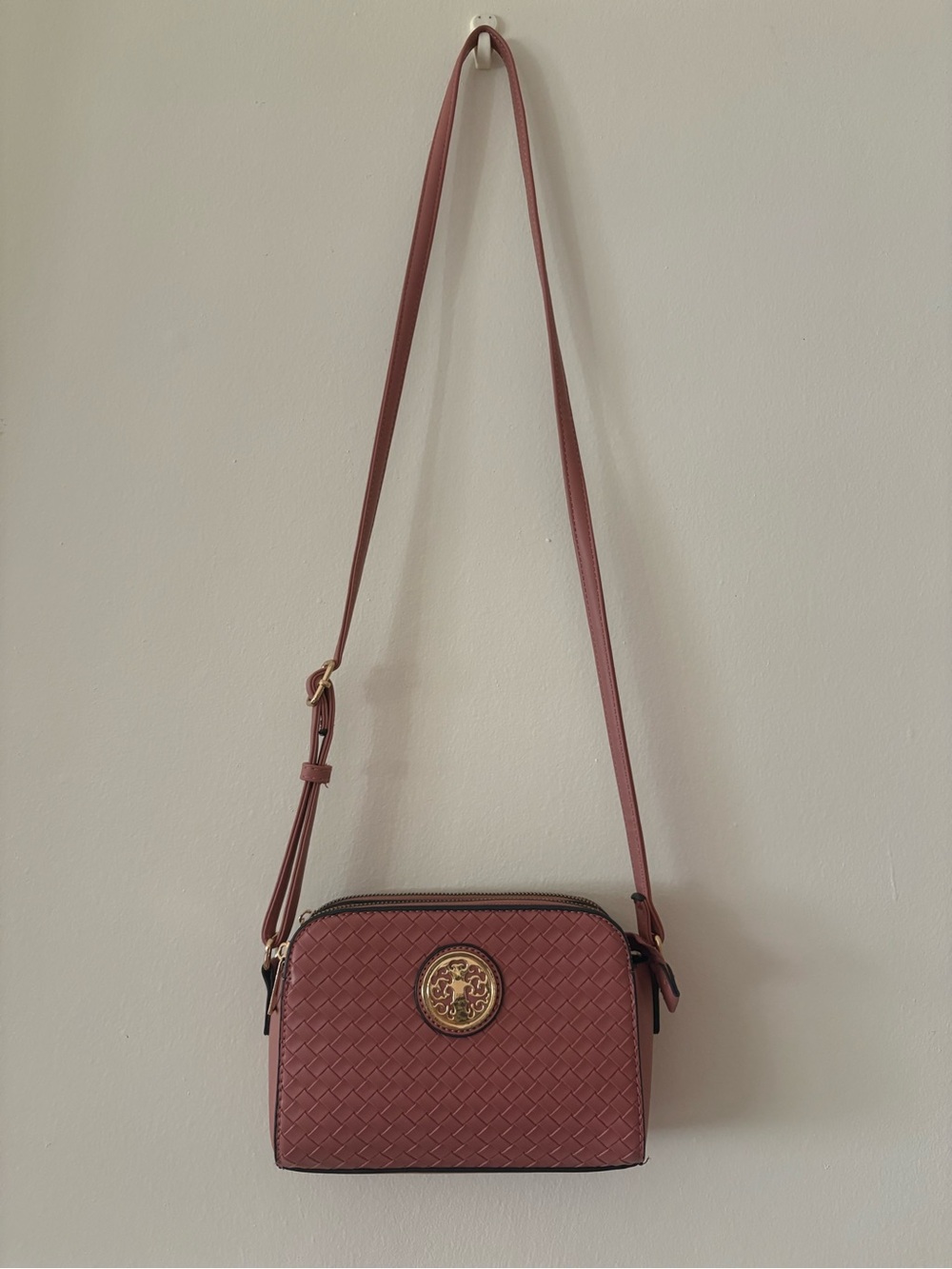 Blush Woven Crossbody Bag